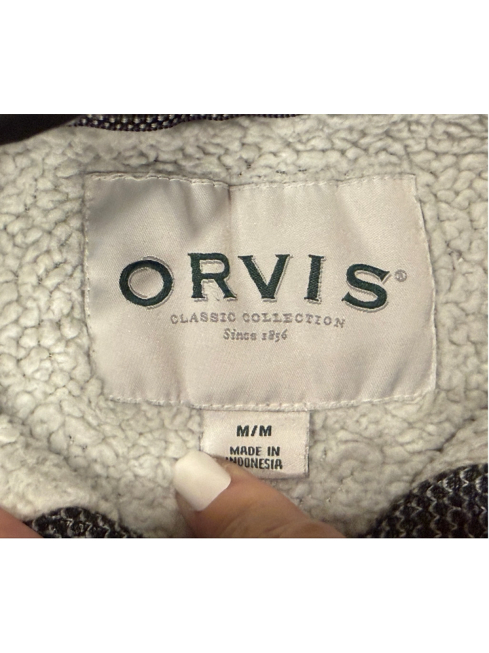 Orvis Classic Collection Men’s Gray Sherpa Fleece Lined 1/4 Zip Pullover Sz M - Picture 8 of 10